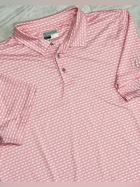 PGA Tour Men’s Pink & White Flamingo Polo Shirt